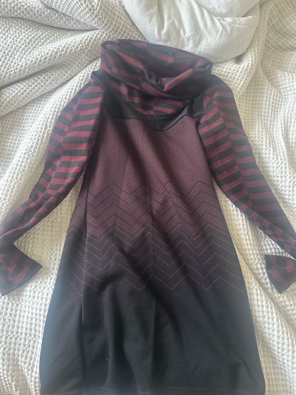 Elle Burgundy and Black Stripe Knit Top